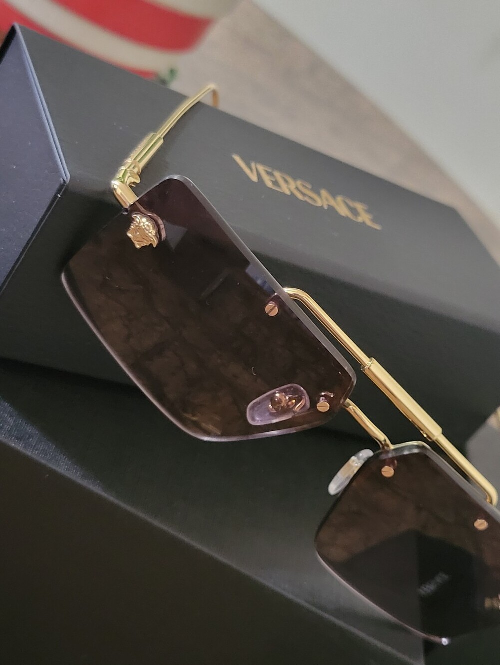 VERSACE Smoked Purple Gold Medium Sunglasses